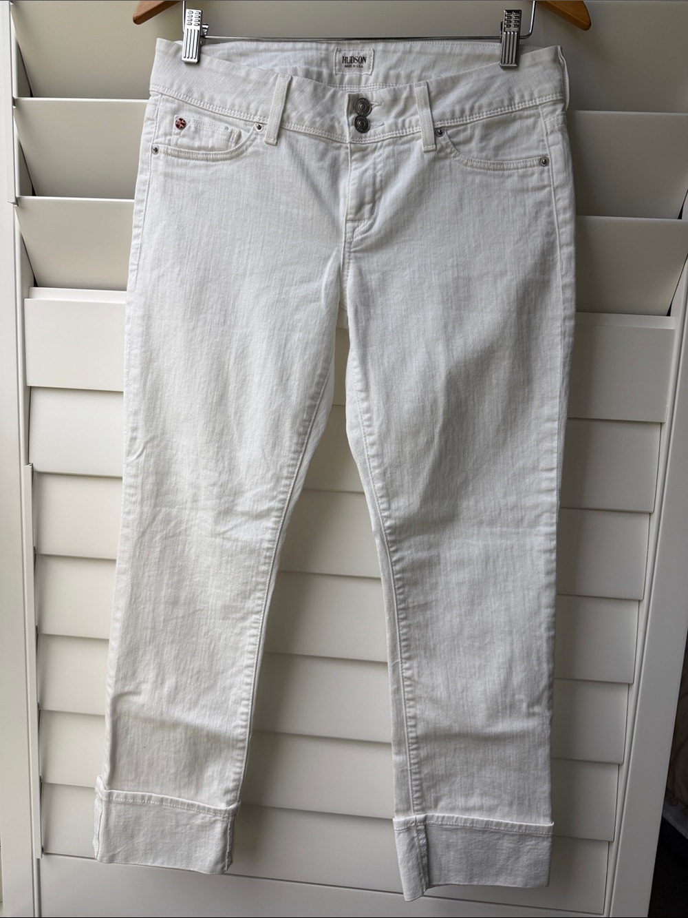 HUDSON JEANS Women's Cuffed Straight-Leg Jeans in White | sz 29